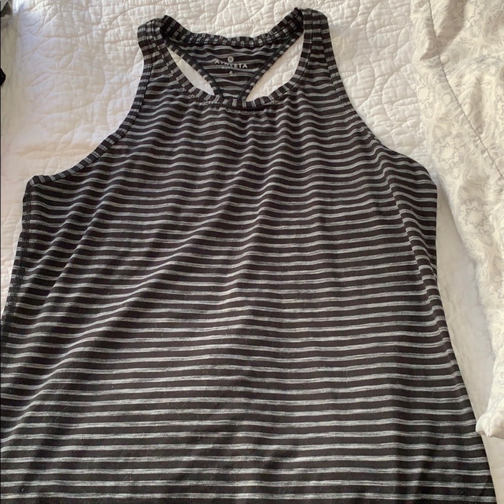 Athleta Black and Grey Striped Tank Top